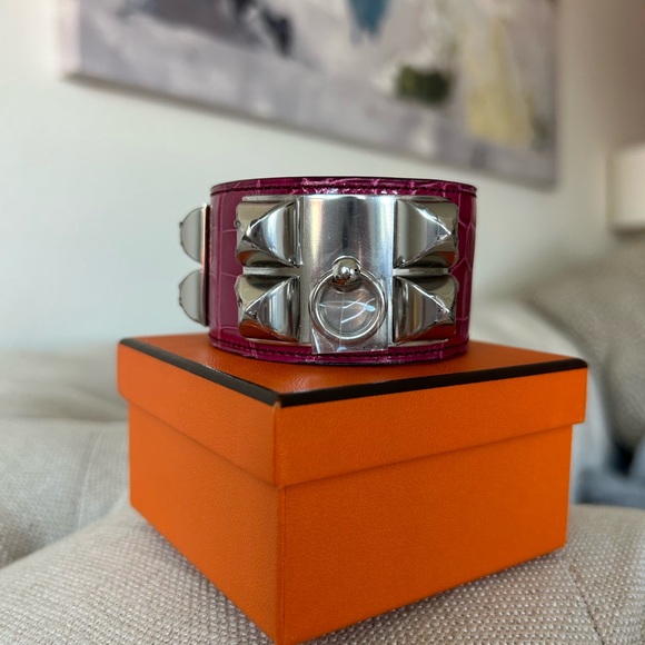 HERMES COLLIER DE CHIEN CROCODILE BRACELET NEW! - Picture 7 of 17